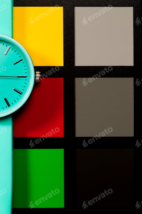 Preview: Clock on a colored background. Abstraction. Minimalism