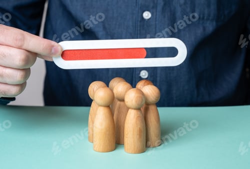 Preview: Progress bar over a crowd of people. Team efficiency indicator. Team member occupancy.