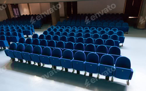 Preview: Rows of ble color theatre chairs