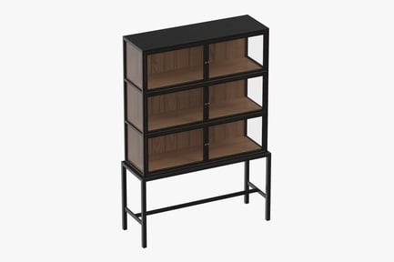 Preview: Mid-Century Black Frame Glass Door Cabinet