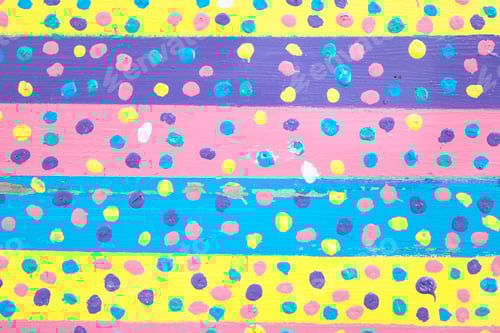 Preview: Colorful Wood Plank Background with Painted Polka Dots