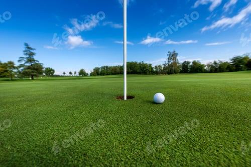 Preview: Golf ball near hole in field
