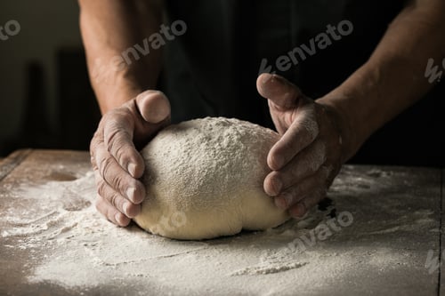Preview: Elderly Hands Kneading Dough for Homemade Bread