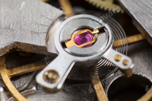 Preview: Macro detail of the ruby in the mechanism of a wristwatch