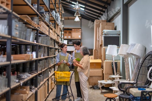 Preview: Mother, son and daughter are working at their DIY store.