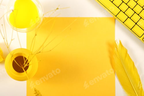 Preview: Computer Keyboard, Yellow Office Paper