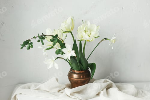 Preview: Floral Still Life with White Tulips and Daffodils