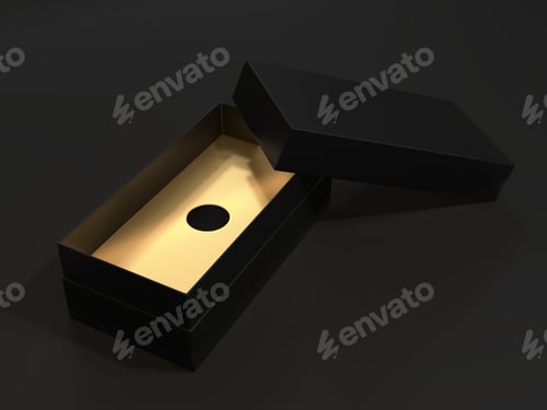 Preview: Black blank cardboard box on a dark background. Mock up template.