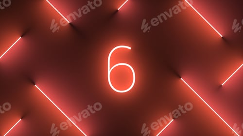 Preview: Digital render of neon illuminated lines around an illuminated number 6 sign