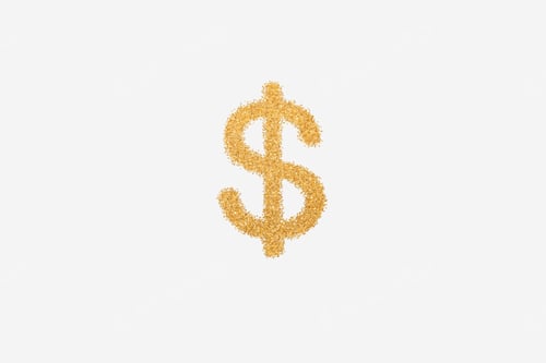 Preview: Gold Glitter Dollar Sign on White Background
