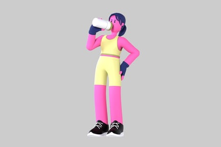 Preview: Cartoon athletic woman with bottle