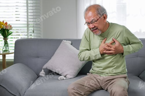 Preview: Heart attack symptoms, Senior heart attack suffering indoor