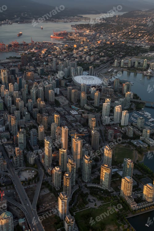 Preview: Aerial view of Downtown Vancouver City. Modern Cityscape