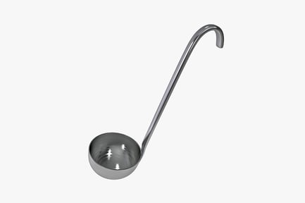 Preview: Curved stainless steel ladle with round bowl