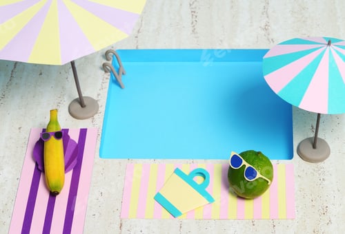 Preview: Funny fruits are relaxing by the pool
