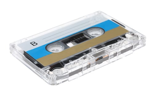 Preview: One audio cassette with blank label isolated on white