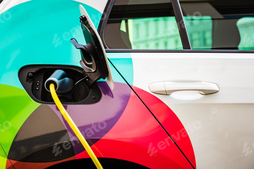Preview: Charging battery of an electric car in city