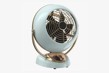 Preview: Vintage Style Desk Fan - Pale Blue & Gold