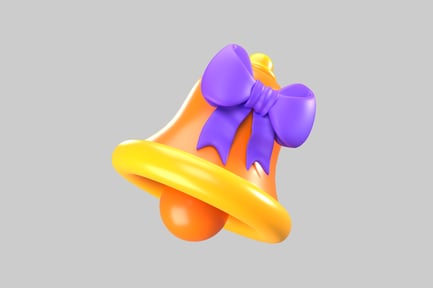 Preview: Cartoon bell with purple bow