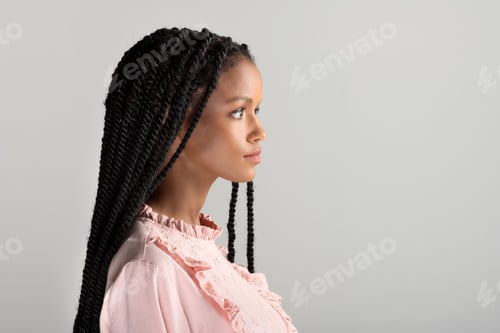Preview: Young black woman with long braids