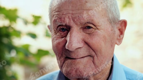 Preview: Very old man portrait.Grandfather is smiling and looking to camera. Portrait: aged, elderly, senior.