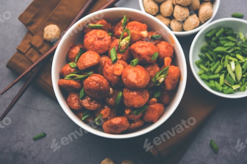 Preview: Glycine max Chunks or Soya Chunk Manchurian dry or with Gravy