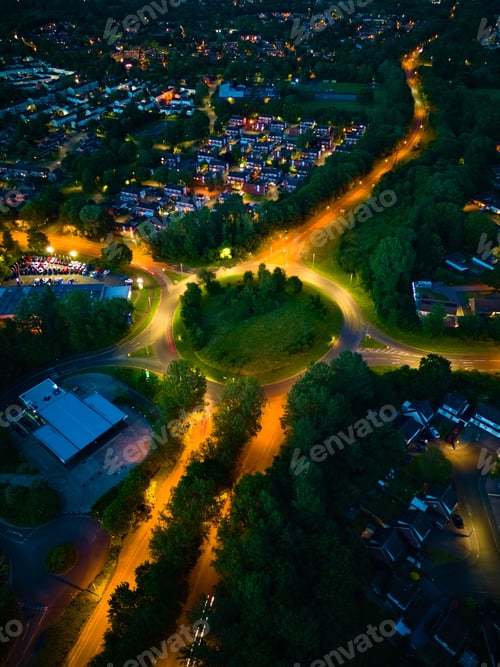 Preview: Long Exposure aerial Night view of Redditch, UK