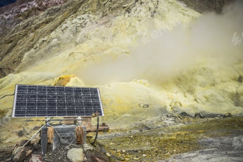 Preview: Geological equipment for monitoring White Island Volcano, an active volcano in the Bay of Plenty, No