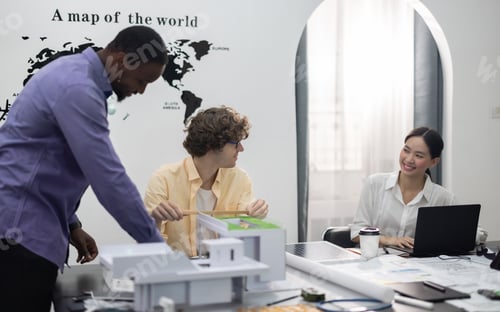 Preview: Architect and interior designer develop low carbon building mock up, calculating with precision tool