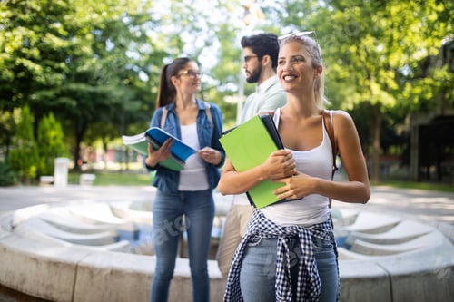 Preview: Group of young students are studying together in university