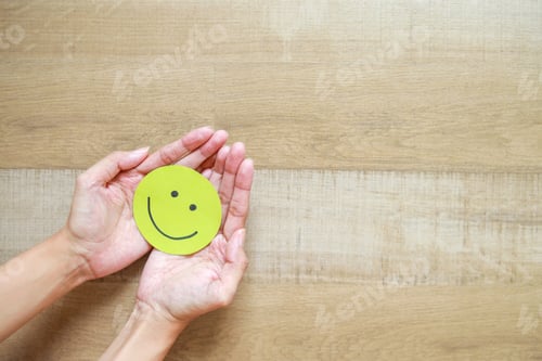 Preview: Good Emoji for Satisfaction Rating with Copy Space
