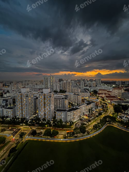 Preview: A sliver of sunset glow on the horizon after a heavy downpour in Singapore.