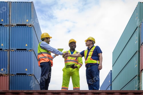 Preview: Foreman or worker work at Container cargo site check up goods in container.