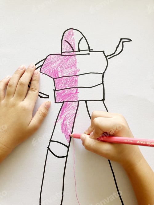 Preview: Kid drawing and coloring