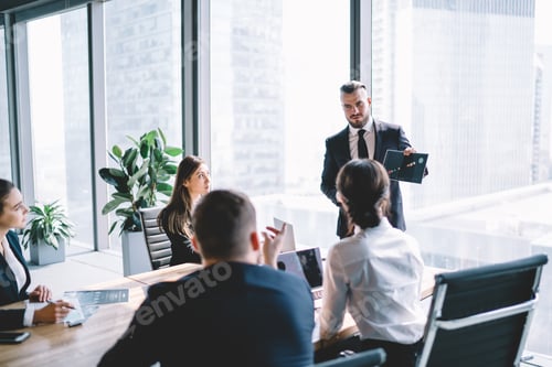 Preview: Confident CEO giving speech to employees