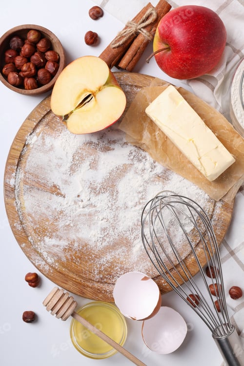 Preview: Concept of cooking cake or pie, top view