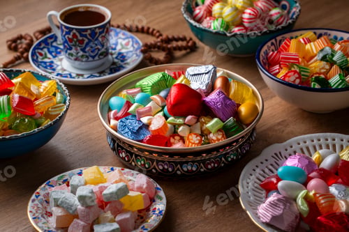 Preview: Traditional Turkish Ramadan Sweet Sugar Candy, Chocolate candie and Almond candies