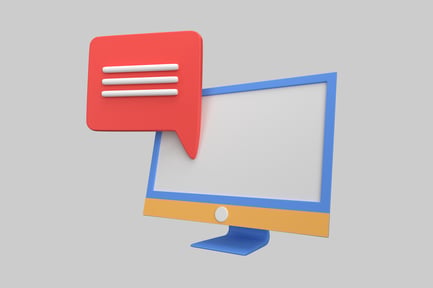 Preview: Desktop computer with message bubble