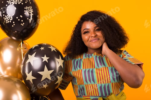 Preview: Holidays, birthday party and fun concept - Portrait of smiling young African-American young woman