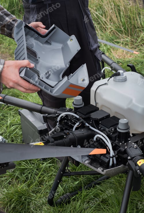 Preview: maintenance of a new agricultural drone, household, smart agro