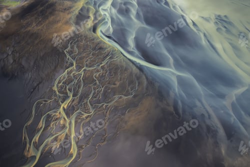 Preview: Aerial view of Glacier rivers in Iceland