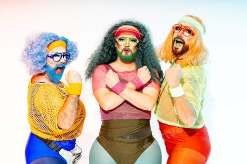 Preview: Self Empowered Drag Queens in 80s Sportswear Standing Together