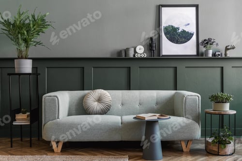 Preview: Stylish interior design of living room at cozy apartment