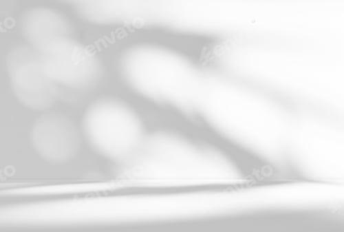 Visualização: Empty white room studio with leaves shadow overlay effect product presentation display.