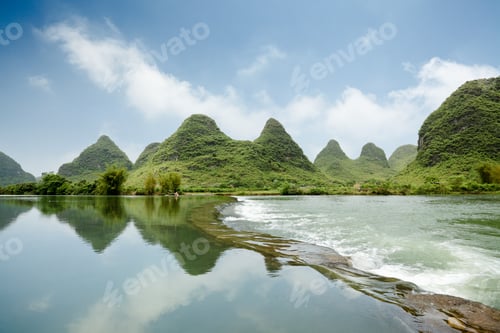 Preview: beautiful karst landform with the yulong river