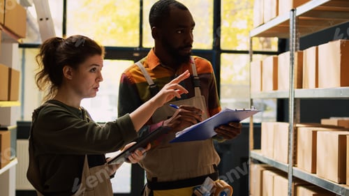 Preview: Warehouse team checking stock logistics