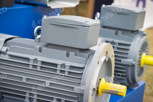 Preview: Detail of electric engine. Part of electrical machinery. Technology