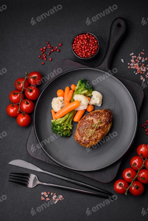 Preview: Delicious fresh fried minced fish cutlets with spices and herbs