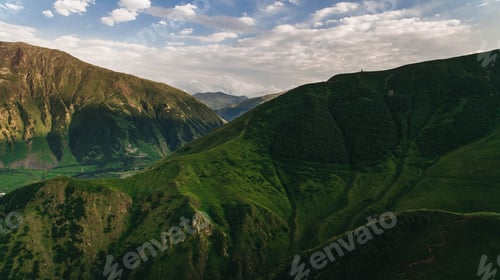 Preview: aerial view of green scenic mountains, Georgia