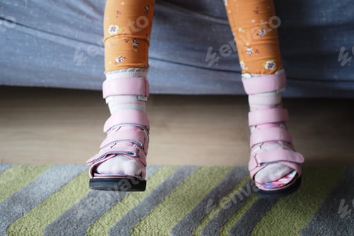 Preview: Child cerebral palsy disability, legs orthosis.